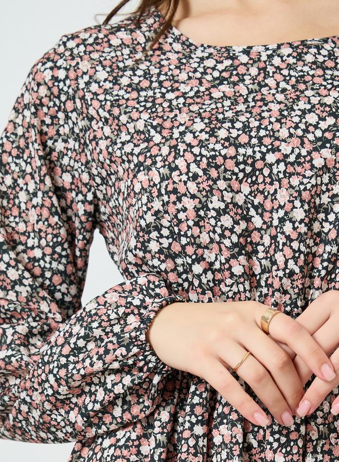 Take Two Women Floral Printed Balloon Sleeve Midi Dress - Image 4
